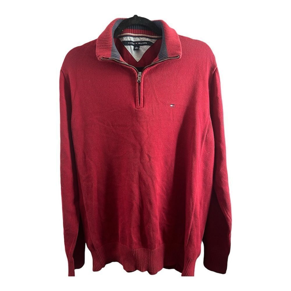 Tommy Hilfiger Men’s red quarter zip up sweater